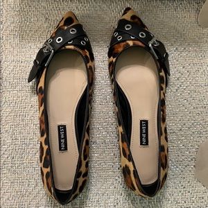 Brand new leopard flats with black buckle